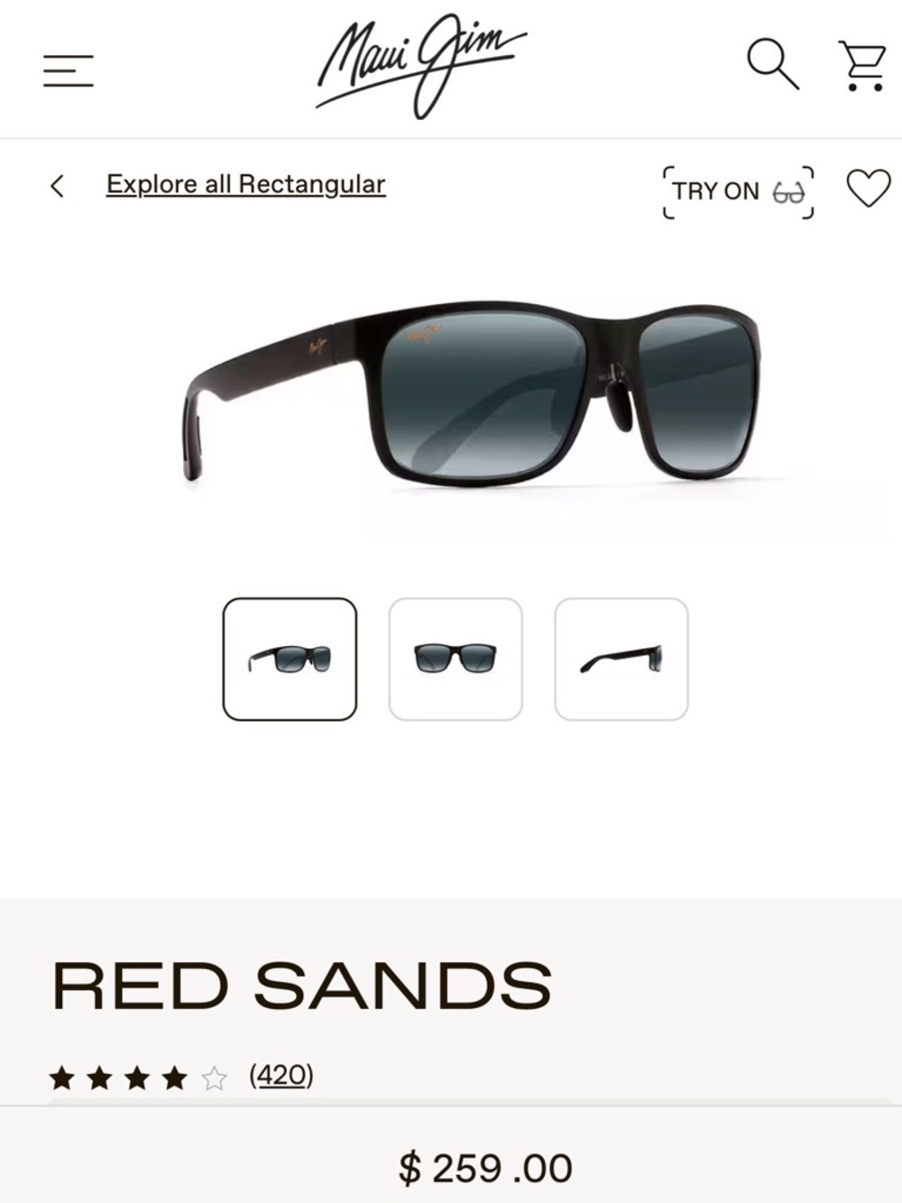 Maui Jim Red Sands Polarized Sunglasses - Black Frame, Grey Lenses